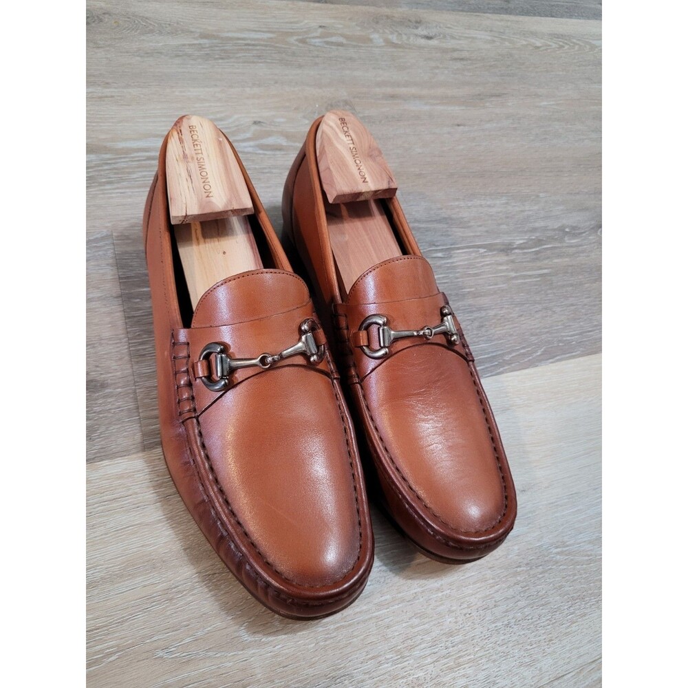 Beckett Simonon Leather Loafers Tan Slip On Size 10 Preppy Business Office Shoes